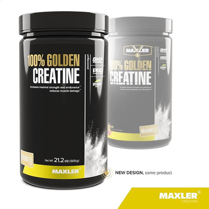 Maxler 100% Golden Creatine - Micronized Creatine Monohydrate Powder - Muscle Building Supplements - Pre/Post Workout Vegan Supplement - Gluten Free Unflavored Creatine Powder - 600 g