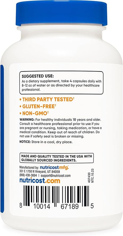 Nutricost Magnesium Citrate 420mg, 120 Veggie Capsules - 30 Servings, Gluten Free, Non-GMO Supplement