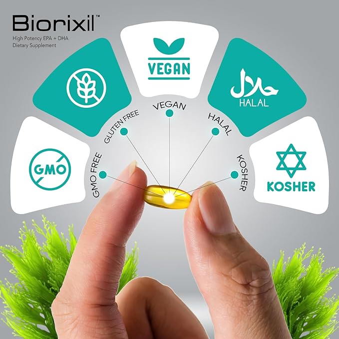 Vegan Omega 3 Supplement High Potency EPA DHA Omega 3 Supplement from Algae Oil Easy to Swallow Small Soft Gel Capsules.