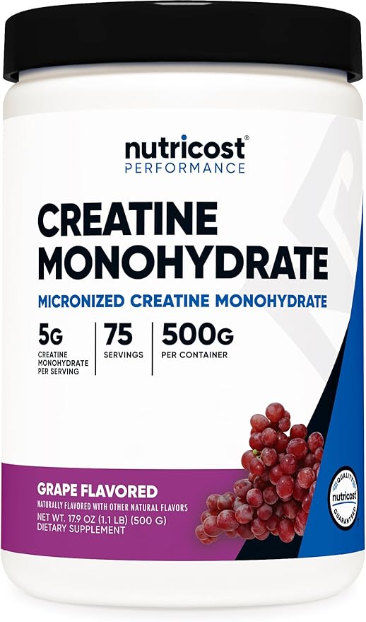 Nutricost Creatine Monohydrate Powder (Grape, 500 Gram) - Micronized Creatine Supplement - Vegan, Non-GMO, Gluten Free