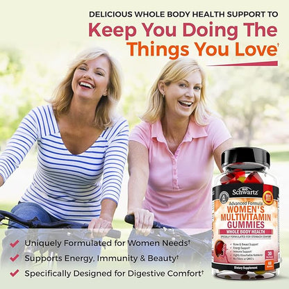 Women's Multivitamin Gummies with Vitamin A C B6 B12 D & E Vitamins for Immune Support - Gummy Multivitamin for Women for Bone Breast Skin Joint & Energy Dietary Supplement, Mixed Berry Flavor, 60 Ct
