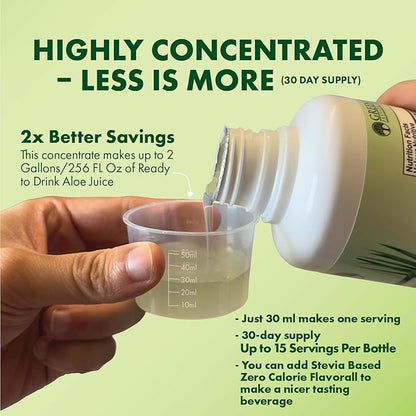 Aloe Vera & Wheatgrass Juice with Flavorall: USDA Certified Aloe Juice Shots - 30-Day Supply for Gut Detox, Immunity & Clear Skin, 75%-25% Highly Potent Concentration (Strawberry)