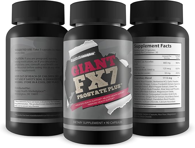 Giant FX7 Prostate Plus - Prostate Supplements for Prostate Support & Blood Flow Support - Support Energy & Endurance - Promote Healthy Prostate Function & Size - Male Prostate Support with Zinc