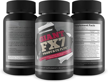 Giant FX7 Prostate Plus - Prostate Supplements for Prostate Support & Blood Flow Support - Support Energy & Endurance - Promote Healthy Prostate Function & Size - Male Prostate Support with Zinc
