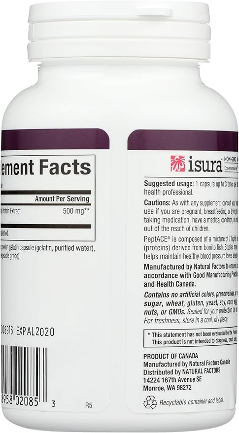 Natural Factors PEPTACE® FISH PEPTIDES 500 mg, 90 Capsules