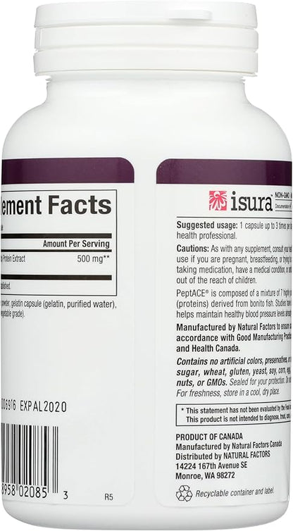 Natural Factors PEPTACE® FISH PEPTIDES 500 mg, 90 Capsules