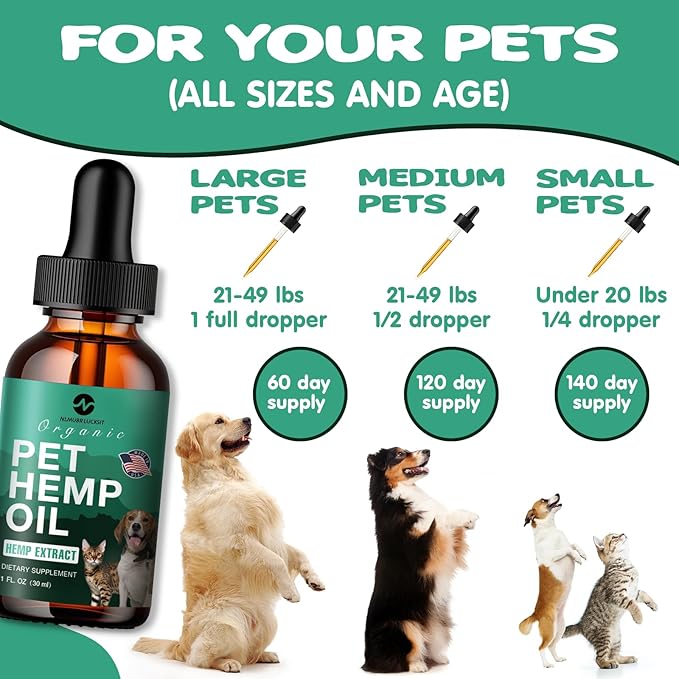 Hemp Oil Organic Extract for Dogs and Cats, Omega 3-6-9 Oil Supplement Hemp Oil for Pets-1012-D075