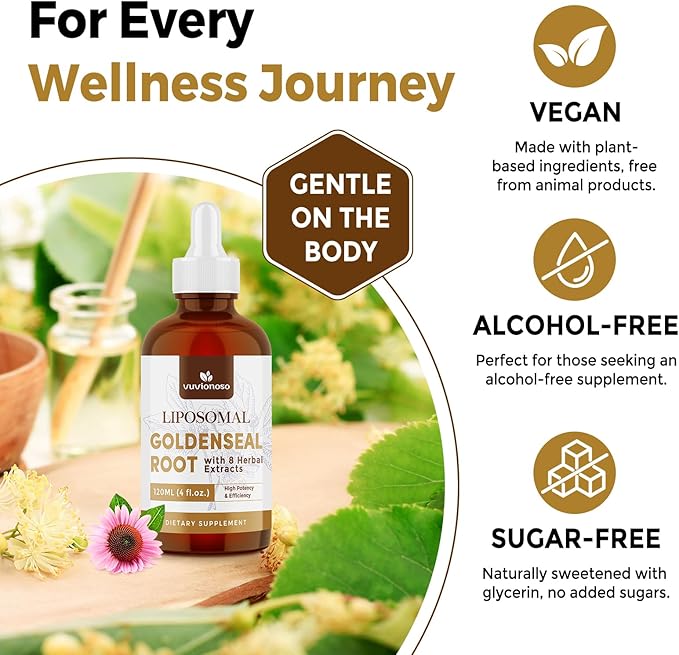 Goldenseal Root Extract 3000mg for Immune and Respiratory Wellness - Fast Absorbing | Sugar-Free | Vegan | 4 Fl Oz