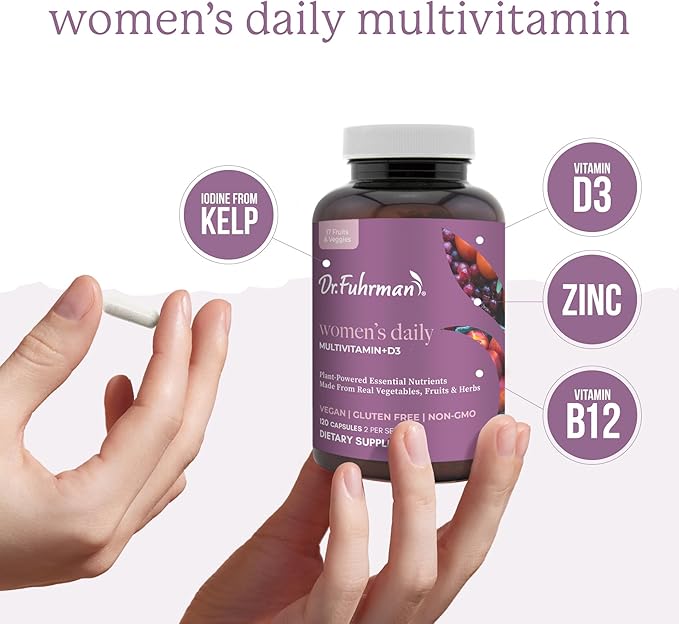 Dr. Fuhrman Women's Daily Multivitamin - Vegan Formula for Women Over 50, 120 Capsules, Essential Vitamins for Optimal Health and Wellness