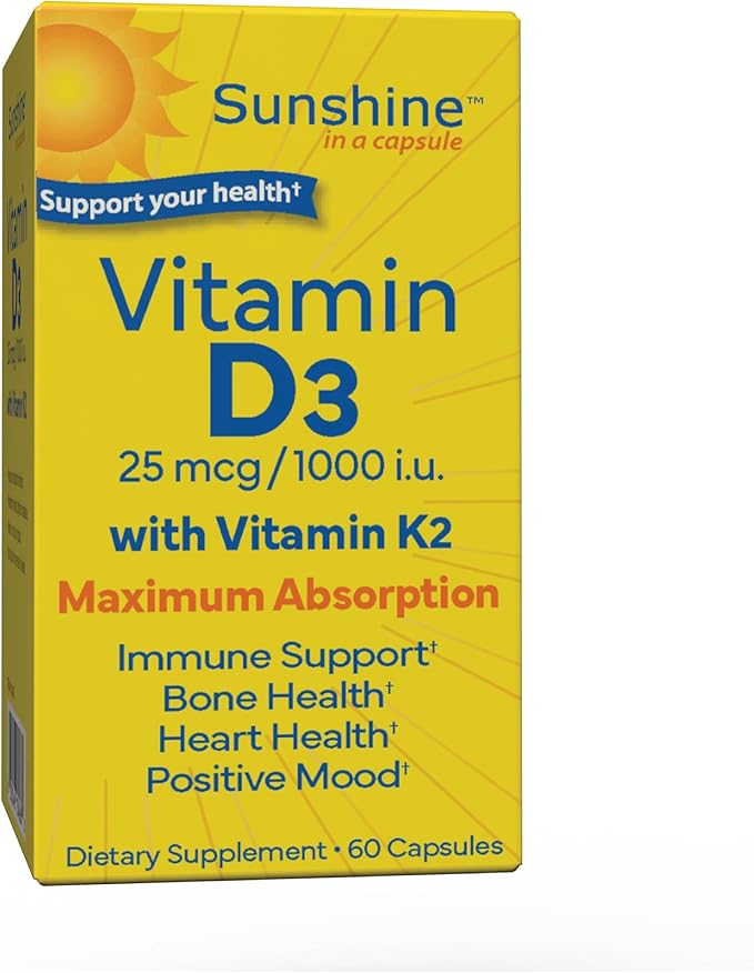 Sunshine Vitamin D3 25mcg 1000 IU with Vitamin K2