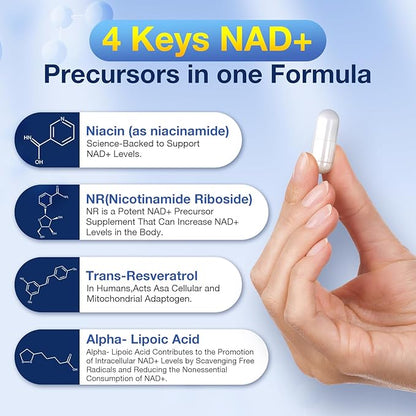 NAD+ Supplement 1000mg & Niacin(Vitamin B3) 500mg, Nad Plus Boosting Supplement for Woman and Man, Nicotinamide Riboside (NR) Supports Anti-Aging, Energy, Brain, Muscle, Non-GMO, Gluten-Free,74