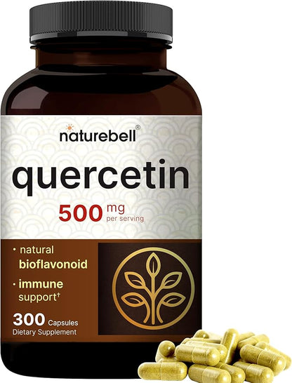 NatureBell Quercetin 500mg Per Serving | 300 Capsules, Ultra Strength Quercetin Supplement | Bioflavonoids for Healthy Immune Support, Third Party Tested, Non-GMO & No Gluten