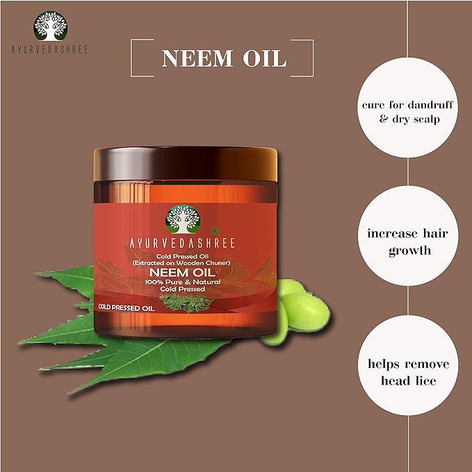 Cold Pressed Neem Oil 100 ML, 3.38 fl oz. | Extracted on Wooden Churner with Traditional Method to Sustain maximum nutrition, Cold-Pressed, 100% Pure & Natural