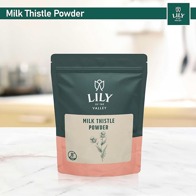 LILY OF THE VALLEY Milk Thistle Powder - Ideal for Smoothies & Juices - Milk Thistle Tea - Rich in Silymarin and Antioxidants - Vegan & Gluten-Free - Packed in Resealable Pouch (8oz, 226g)