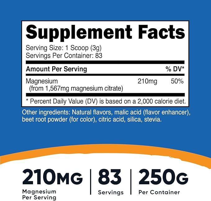 Nutricost Magnesium Citrate Powder (Fruit Punch, 250 Gram)