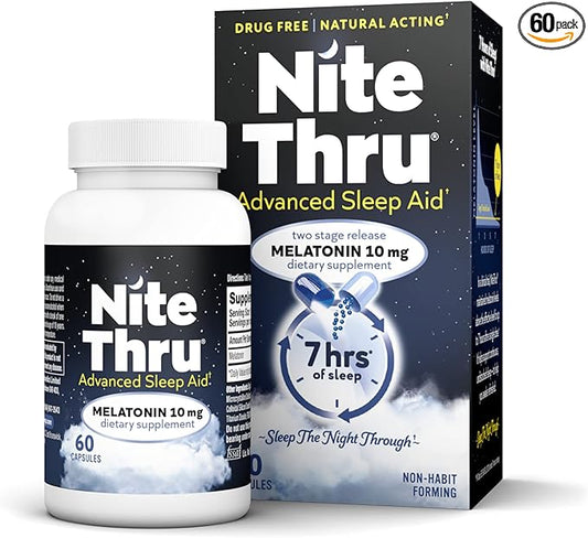 Advanced Sleep Aid Melatonin Dietary Supplement, 10mg Capsules, 60 Count