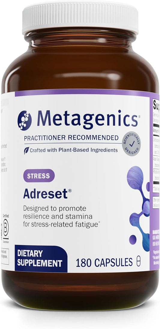 Metagenics Adreset - Adaptogen Supplement - Fatigue Relief* - with Asian Ginseng & Cordyceps - Non-GMO & Gluten-Free - 180 Capsules
