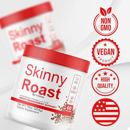 (3 Pack) Skinny Roast - Skinny Roast Coffee Advanced Formula, Official SkinnyRoast Organic Powder, Supplement Support Healthy Lifestyle - Premium Natural Formula, 180 Servings for 3 Months