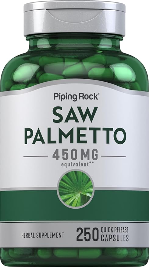 Piping Rock Saw Palmetto 450mg | 250 Capsules | Extract Supplement | Non-GMO, Gluten Free