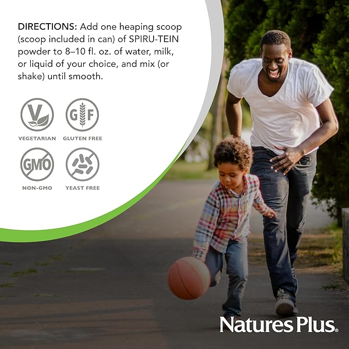 Natures Plus SPIRU-TEIN Shake - Chocolate Peanut Butter - 2.3 lbs, Spirulina Protein Powder - Plant Based Meal Replacement, Vitamins & Minerals for Energy - Vegetarian, Gluten-Free - 34 Servings