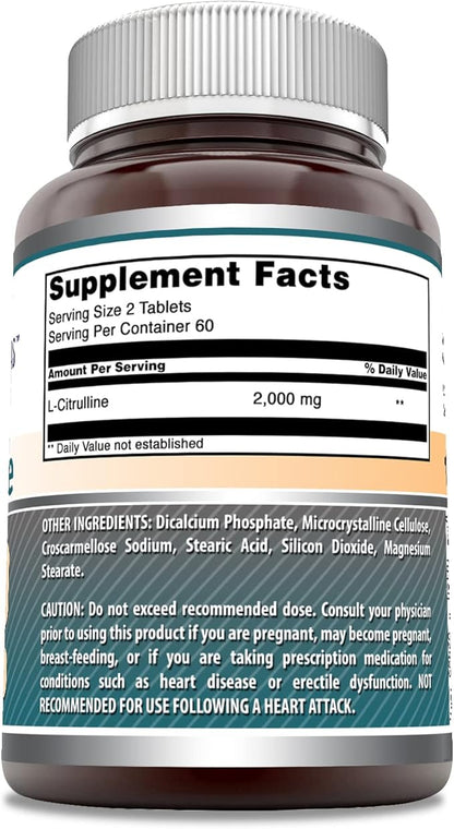 Amazing Formulas L Citrulline 2000mg Per Serving 120 Tablets Supplement | Amino Acid Supplement for Men & Women | Non-GMO | Gluten Free | Made in USA