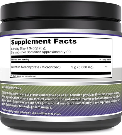 Amazing Formulas Micronized Creatine Monohydrate Supplement | 5000 Mg | Non-GMO | Gluten Free | Made in USA (1 Lb, Unflavored)