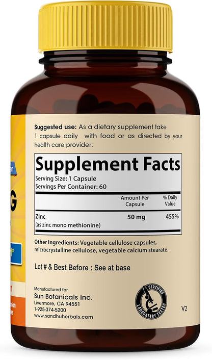 Sandhu Herbals Liquid Zinc Drops 4 Oz & Zinc Capsules 60 Count Supplement | Supports Immune and Skin Health| Made in USA
