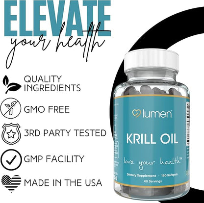 Krill Oil for Women – with EPA, DHA & Phospholipids – 180 Softgels – 60 Servings – Non-GMO, Gluten-Free, and Made for Daily Wellness Support (180 Count (Pack of 1))