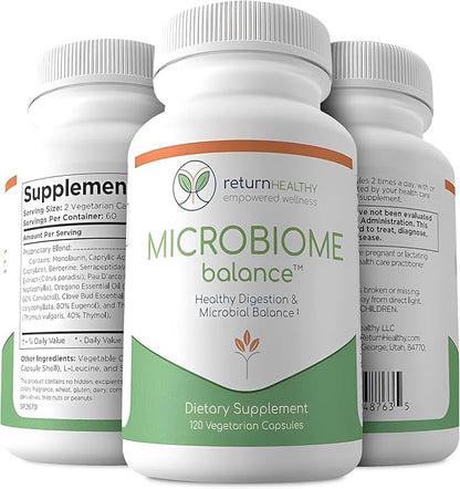 Microbiome Balance, Gut Health Supplements for Women and Men, Digestion Supplement with Monolaurin and Caprylic Acid, All-Natural Detoxification Supplement for Digestive Health, Digestive Boost 120 C