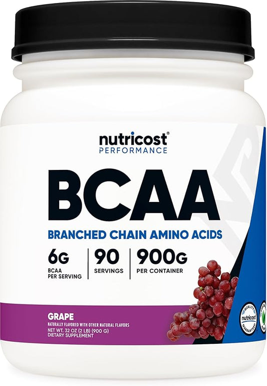 Nutricost BCAA Powder (Grape, 90 Servings) - Optimal 2:1:1 Ratio, Vegetarian, Non-GMO