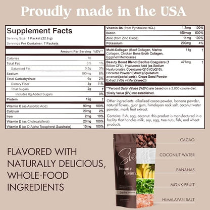 Hydrolyzed Multi Collagen for Women + Vitamins, Biotin, Hyaluronic Acid, CoQ10, Probiotics, Zinc | Keto Chocolate Protein Drink Powder (7 Travel Packs) Hair, Skin, Beauty Supplement by Svete