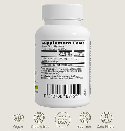 BIOptimizers Probiotic Breakthrough, Proteolytic Prebiotics & Probiotics Supplement – Lactobacillus Plantarum OM for Immune, Bloating & Gut Relief Support, 60 Vegan Capsules