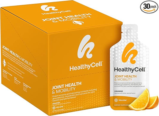 Healthycell Joint Health & Mobility Daily Liquid Supplement - Joint Support Supplement, Inflammation Response, Cartilage & Flexibility with Curcumin, Glucosamine & Chondroitin - 30 Gel Packs