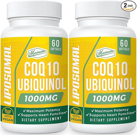 1000mg Liposomal CoQ10 Softgels | Better Absorption CoQ10 Ubiquinol Supplement | Heart Function & Energy Production | Active Antioxidant Form of Vegan Coenzyme Q10 | Non-GMO | 120 Softgels