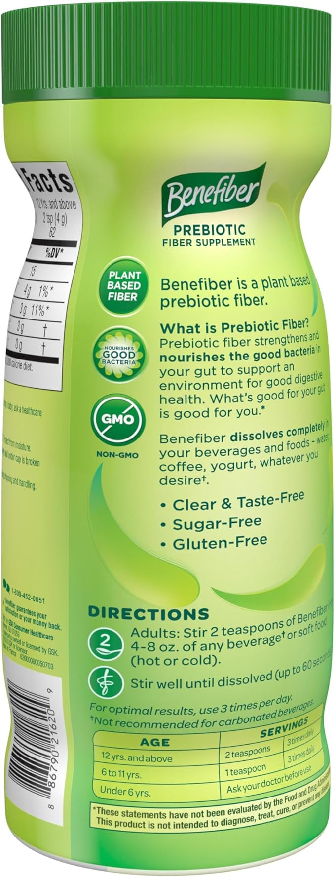 Benefiber Daily Prebiotic Fiber Supplement Powder for Digestive Health, Daily Fiber Powder, Unflavored - 62 Servings (8.7 Ounces)