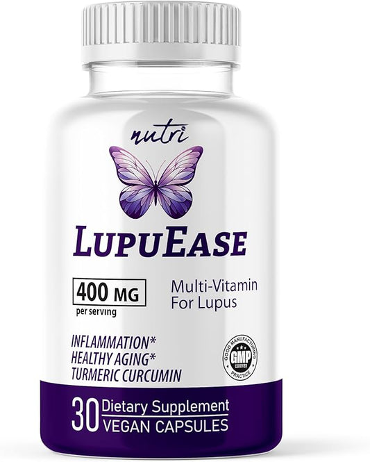 Nature's Fusions LupuEase Lupus Relief Products Multivitamin Supplements - Vitamin C, D3, E, B12, Turmeric Curcumin Extract (std. 95% curcuminoids) - Omega 3 Fatty Acids - 30 Day Supply - 400mg