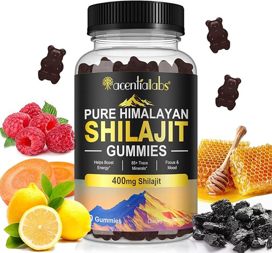 Pure Himalayan Shilajit Gummies for Men & Women, Rich in 85+ Micronutrients, 100% Natural & Organic Shilajit Gummies Shilajit for Men, Energy, Brain, Immunity Boost, No Added Sugar Non-GMO, 60 Count