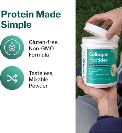 Shapiro MD Hair Growth Experts Collagen Peptides Powder, Collagen Powder Supplement for Hair, Skin, Nails and Joint Support, I & III Hydrolyzed Collagen for Easy Absorption, 11g Collagen - 16 oz.