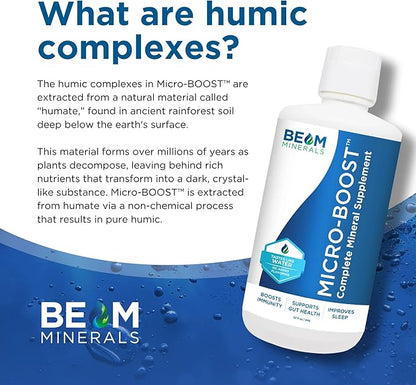 Beam Minerals Micro-Boost Humic Mineral Blend | Plant-Based Multi Minerals Supplement & Electrolytes Liquid | 32 fl Oz