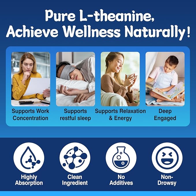 l theanine Gummy, l-theanine 400mg Supplement for Adults & Kids, Organic l'theanine Chewable for Stress Relief, Focus and Relaxation, Vegan, 60 Gummies