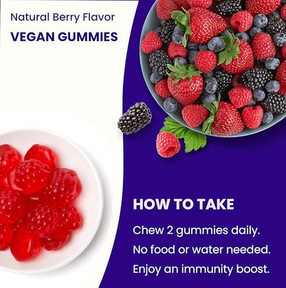 NutraChamps Elderberry Gummies, Sambucus Elderberry Gummies for Adults & Kids, Vitamin C, Propolis & Echinacea, Max Strength Immune Support Gummies, Natural Berry Flavor, 120 Gummies (Pack of 2)