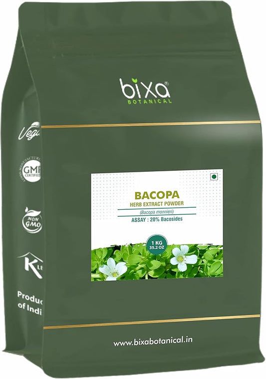 bixa BOTANICAL Ayurvedic Natural Herbal Supplement BRAHMI (BACOPA MONNIERI) Dry Extract Pure Authentic Premium Quality- 20% BACOSIDES by UV | 1 KG 1Pack