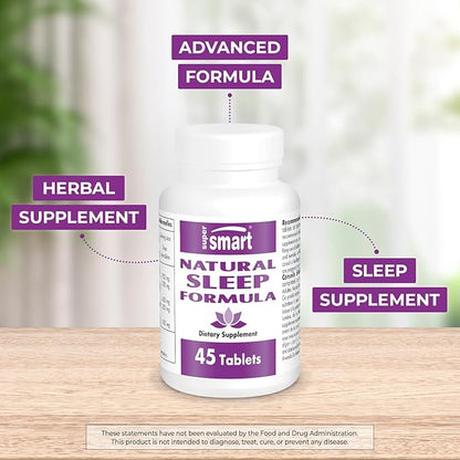 Supersmart - Natural Sleep Formula (Advanced Formula) - with L-Tryptophan, Valerian Root, Hop, Eschscholzia Californica - Herbal Supplement | Non-GMO & Gluten Free - 45 Tablets