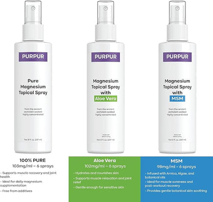 PURPUR Zechstein Magnesium Oil Spray - 100% Pure Topical Magnesium Supplement for Muscle Recovery, Joint Support, and Skin Health, 8 oz