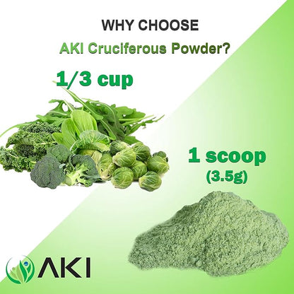 AKI Cruciferous Superfood Blend Powder and AKI Marine Phytoplankton Powder - Plant Based Proteins Ideal to Boost Greens Veggie Smoothie Supplements Vitamins | Vegan & GMO Free