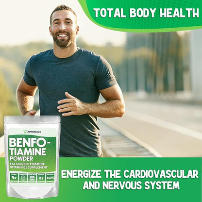XPRS Nutra Benfotiamine Powder (Thiamine) - Fat Soluble Happy Heart Thiamine Supplement - Advanced Vitamin B1 Benfotiamine for a Cognitive Boost - Vegan Friendly Benfotamine Powder (4 Ounce)