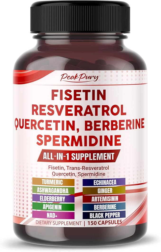 Fisetin Resveratrol Quercetin Elderberry, Echinacea Ashwagandha Turmeric Ginger - Made in USA