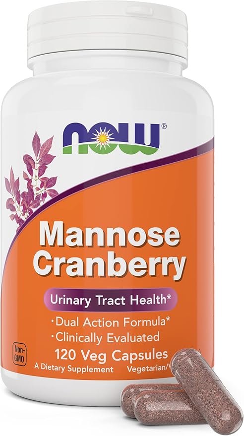 NOW Foods Mannose Cranberry, 120 Capsules (Pack of 2) - with PAC - 450mg dMannose, 250mg Whole Cranberry - Urinary Tract Health* - Vegan Friendly Supplement, Non-GMO