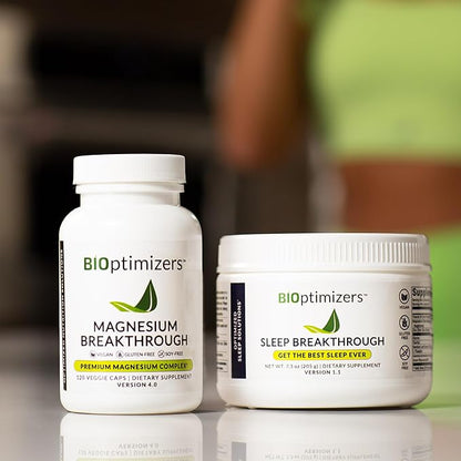 BIOptimizers Magnesium Breakthrough Supplement 4.0 - 7 Forms of Mg: Glycinate, Malate, Citrate, and More - Natural Support for Sleep and Cognitive Function - 60 Capsules- Calming Vitamins Complex