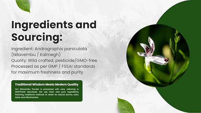 Nilavembu Powder - Andrographis Paniculata - 1 Lb Fresh & Pure 1 Pound (Pack of 1) Dark Green